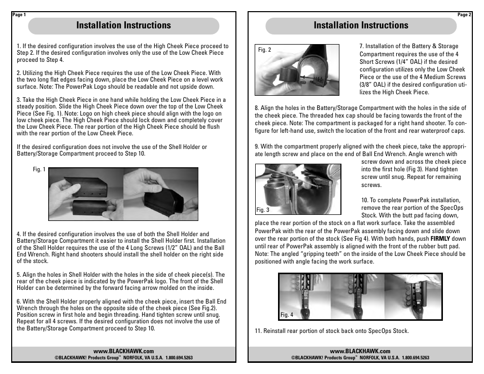 Installation instructions | BLACKHAWK! POWERPAK MODULAR CHEEK PIECE User Manual | Page 2 / 4