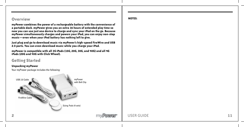 Overview, Getting started, Customer support | 3user guide, 11 user guide 10, Charging mypower | Tekkeon MP1100 User Manual | Page 4 / 8