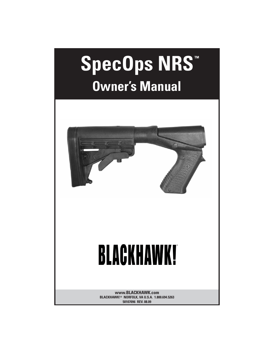 BLACKHAWK! SPECOPS NRS SHOTGUN STOCK User Manual | 8 pages