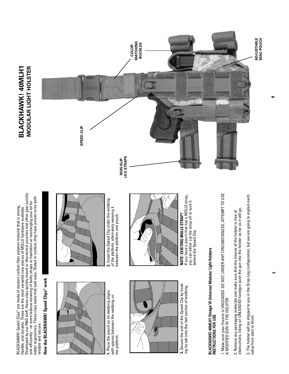 Bla ckha wk! 40mlh1, Modular light hols ter | BLACKHAWK! OMEGA VI ULTRA HOLSTER User Manual | Page 3 / 6