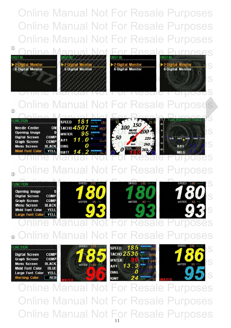 Display setting 3, Online manual not for resale purposes | BLITZ R-VIT i-Color User Manual | Page 12 / 19