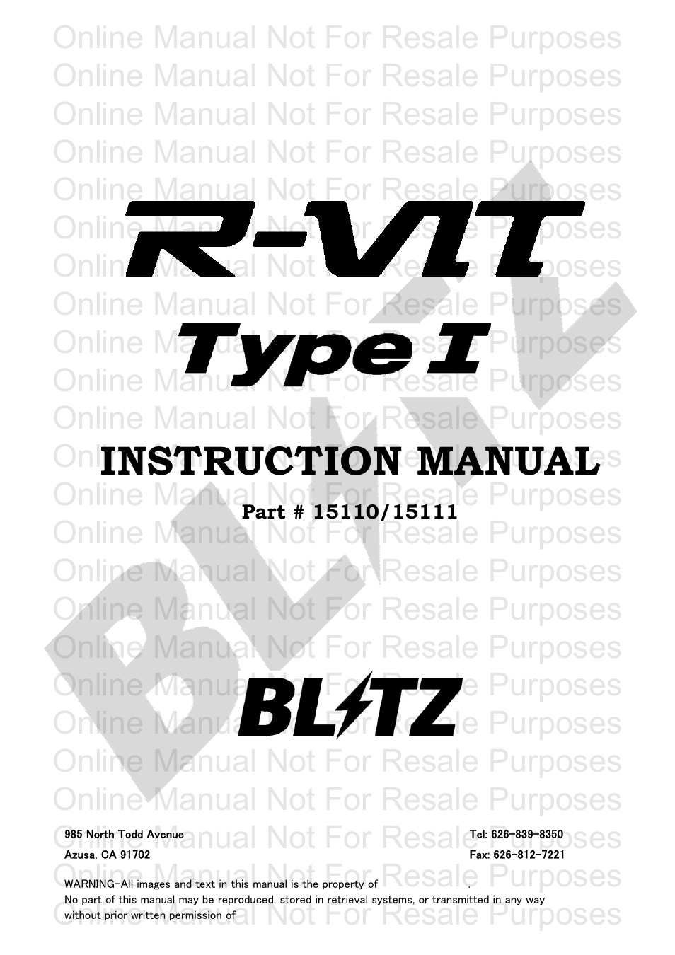 BLITZ R-VIT Type 1 User Manual | 29 pages