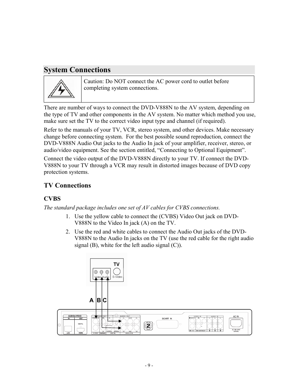 System connections | MOMITSU V888N User Manual | Page 10 / 65