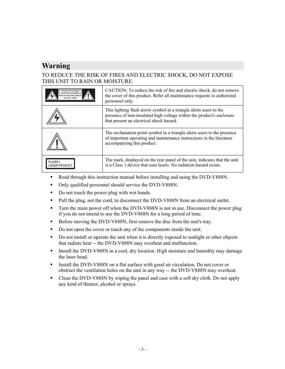 Warning | MOMITSU V888N User Manual | Page 4 / 65