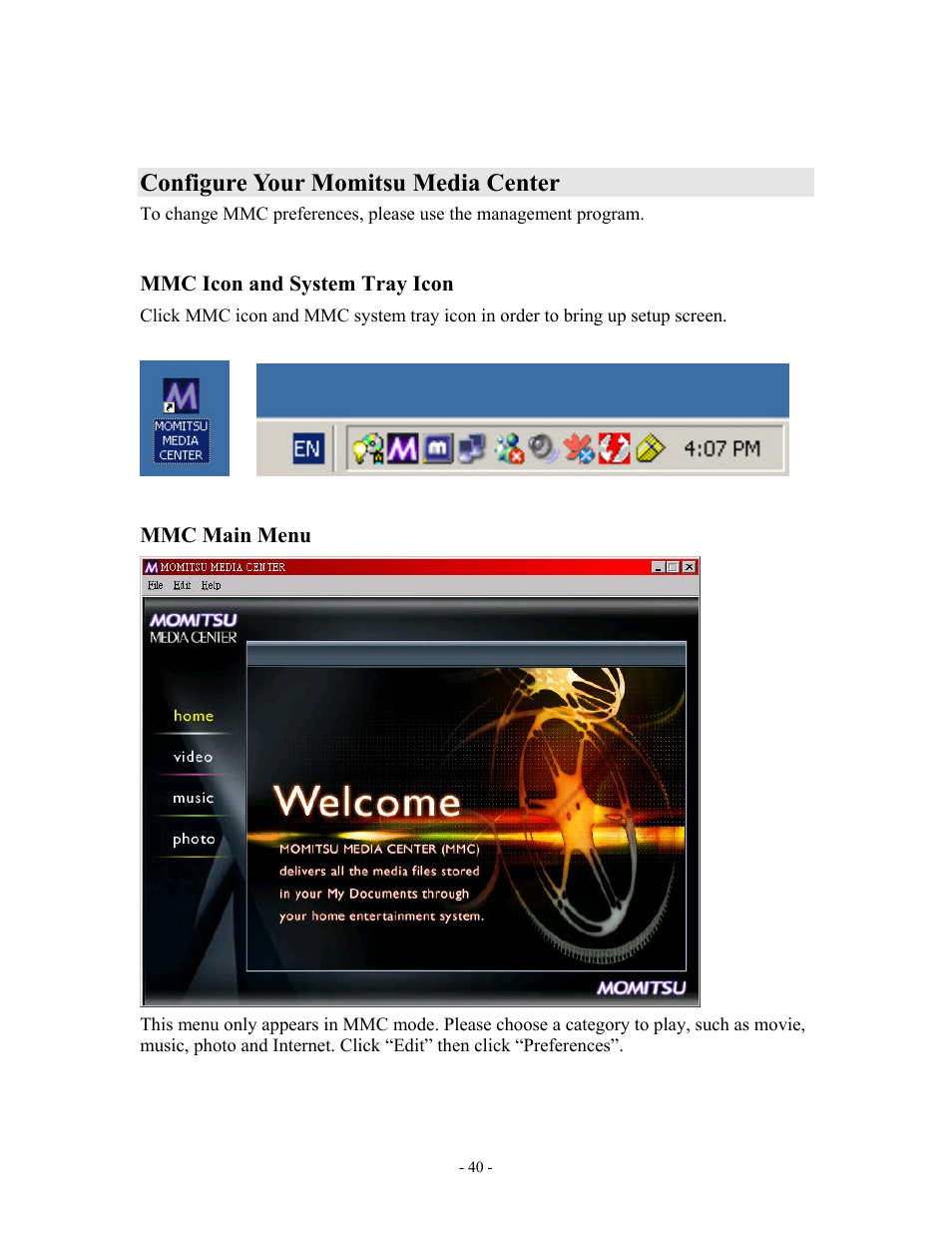 Configure your momitsu media center | MOMITSU V888N User Manual | Page 41 / 65