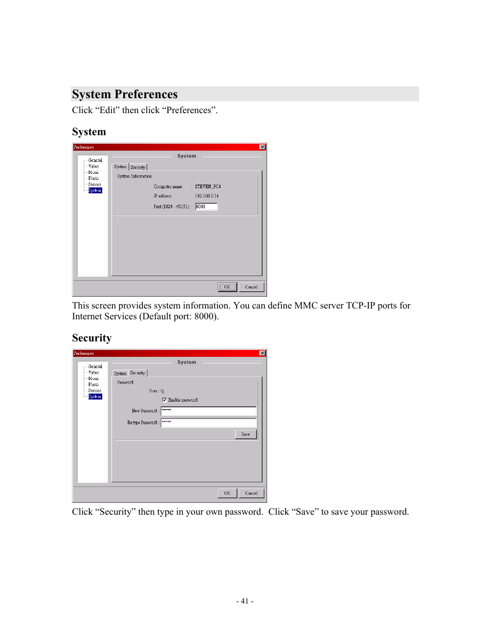 System preferences | MOMITSU V888N User Manual | Page 42 / 65