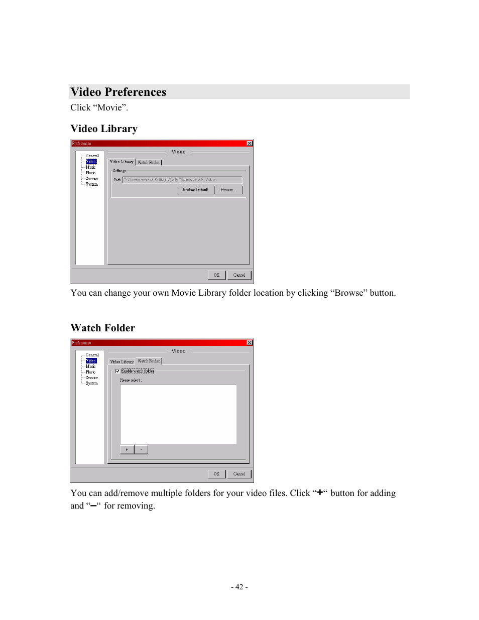 Video preferences | MOMITSU V888N User Manual | Page 43 / 65