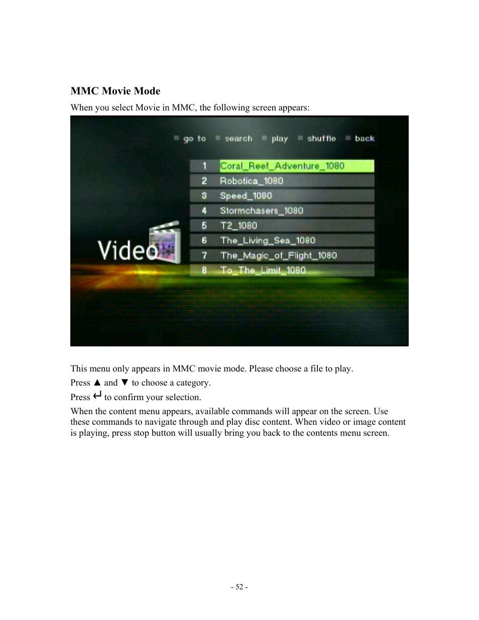 Mmc movie mode | MOMITSU V888N User Manual | Page 53 / 65