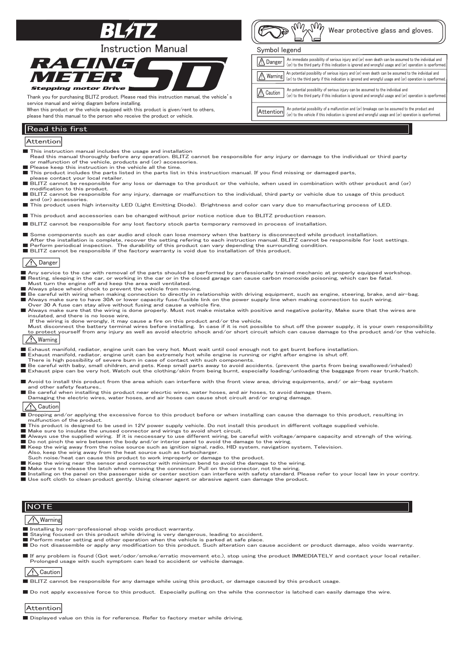 BLITZ SD Meters User Manual | 4 pages