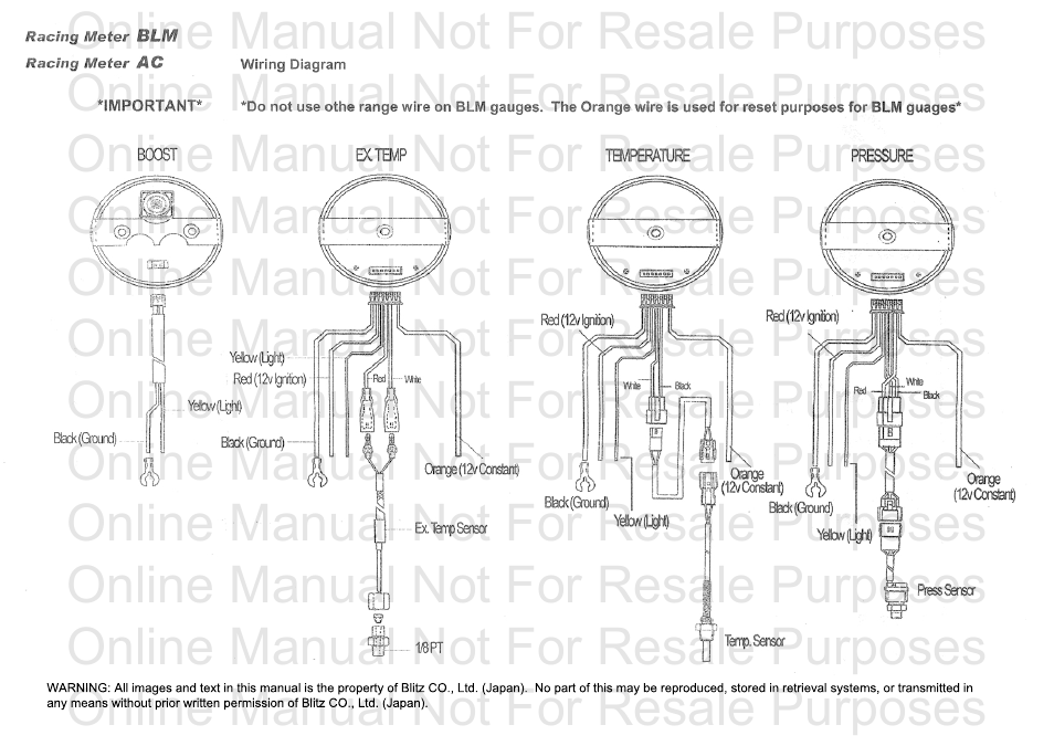BLITZ BLM Racing Meters User Manual | 2 pages