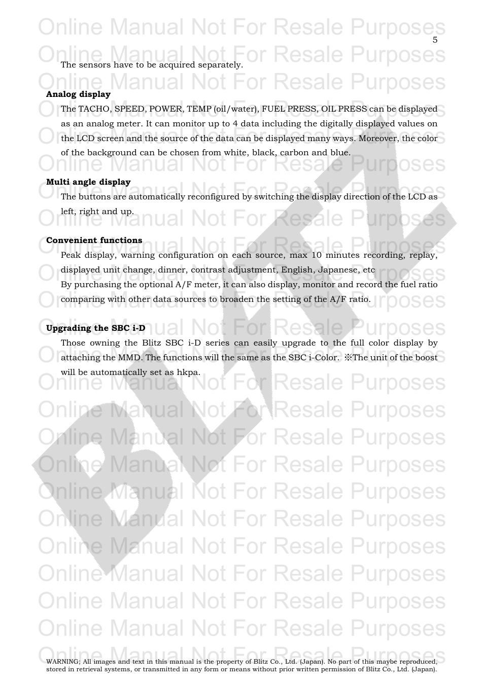 Convenient functions, Upgrading the sbc i-d, Online manual not for resale purposes | BLITZ SBC i-Color User Manual | Page 6 / 42