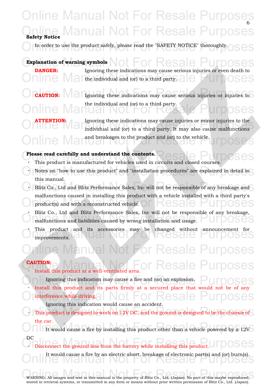 Safety notice, Explanation of warning symbols, Online manual not for resale purposes | BLITZ SBC i-Color User Manual | Page 7 / 42