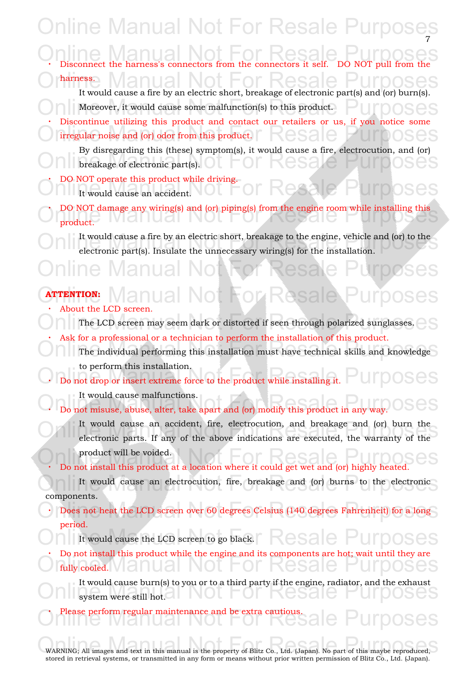 About the lcd screen, Online manual not for resale purposes | BLITZ SBC i-Color User Manual | Page 8 / 42