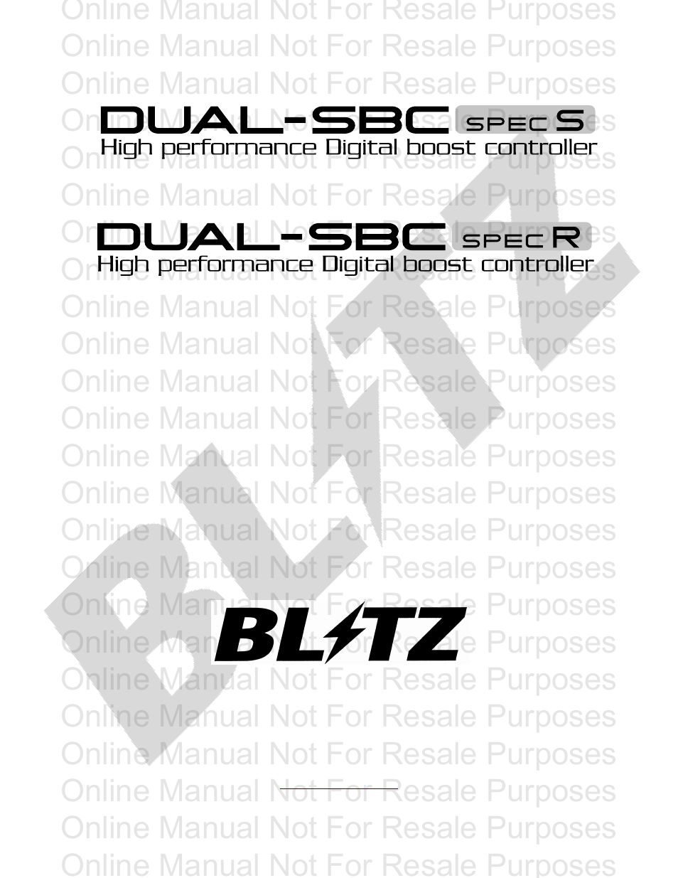 BLITZ Dual SBC Spec R & S User Manual | 12 pages