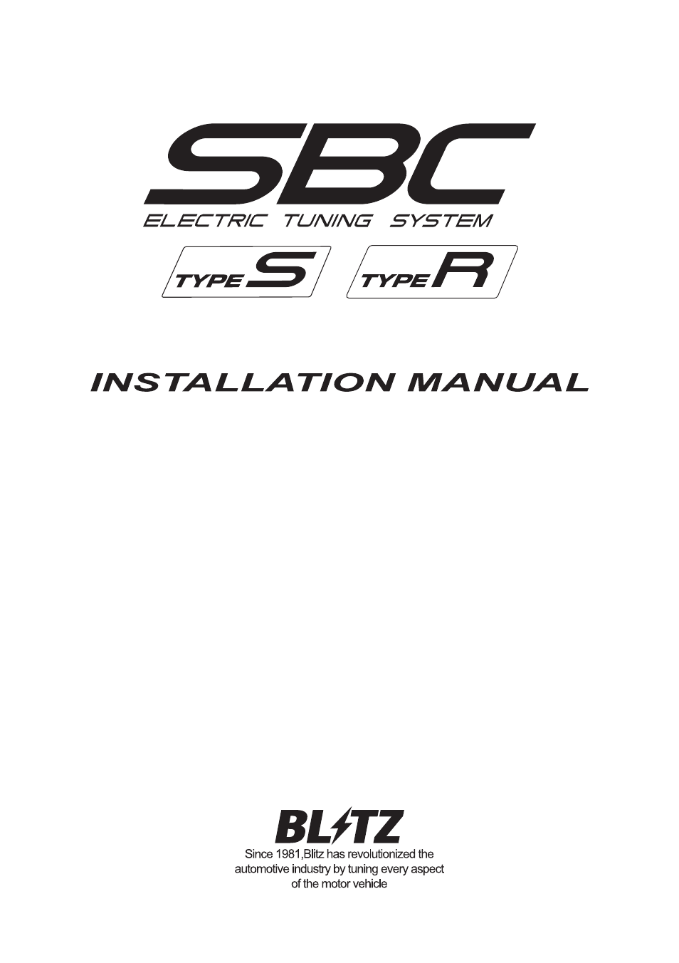 BLITZ SBC Type-S & R User Manual | 18 pages