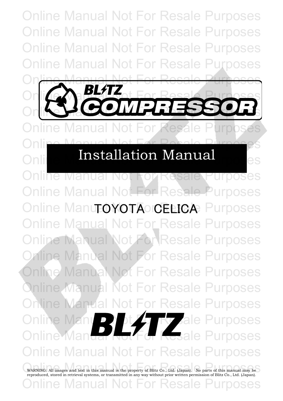 BLITZ Toyota Celica Compressor System User Manual | 36 pages
