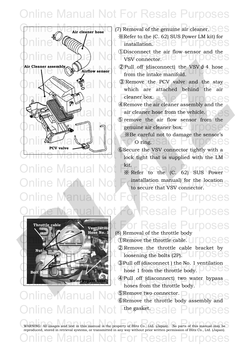 Online manual not for resale purposes | BLITZ Toyota Celica Compressor System User Manual | Page 10 / 36