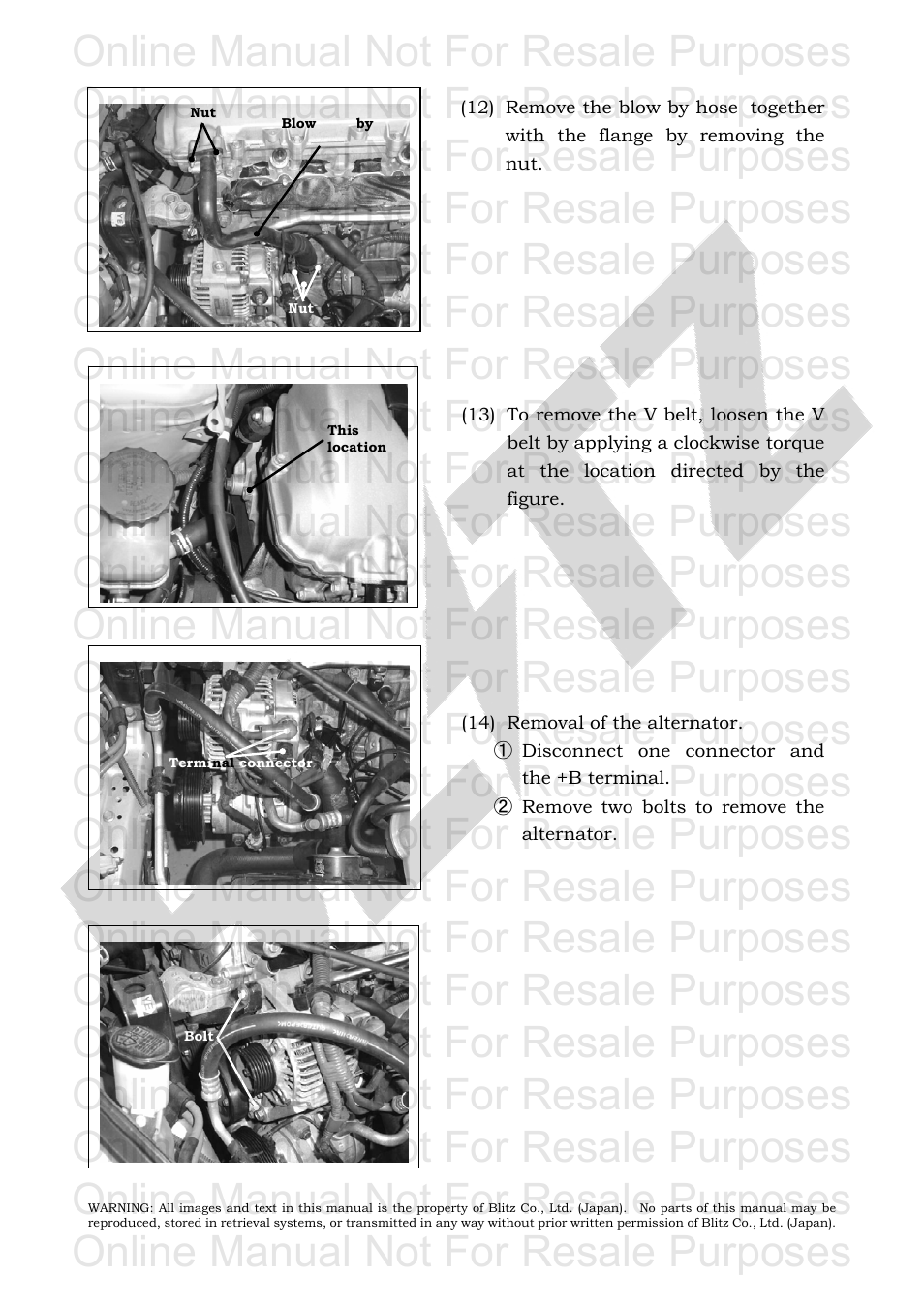 Online manual not for resale purposes | BLITZ Toyota Celica Compressor System User Manual | Page 12 / 36