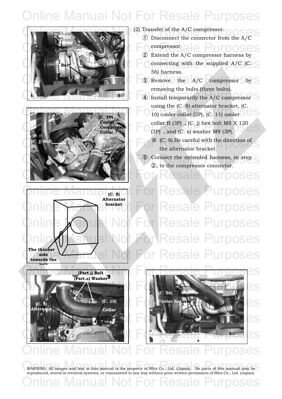 Online manual not for resale purposes | BLITZ Toyota Celica Compressor System User Manual | Page 15 / 36