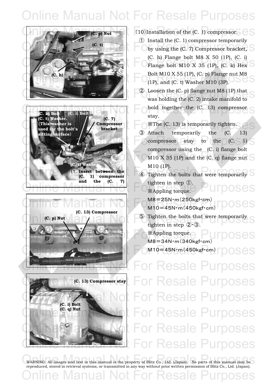 Online manual not for resale purposes | BLITZ Toyota Celica Compressor System User Manual | Page 19 / 36