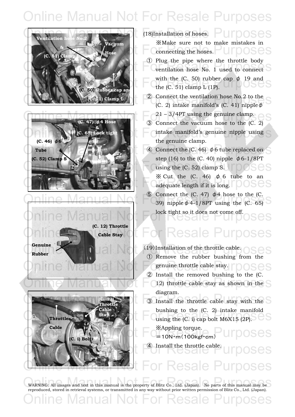 Online manual not for resale purposes | BLITZ Toyota Celica Compressor System User Manual | Page 22 / 36