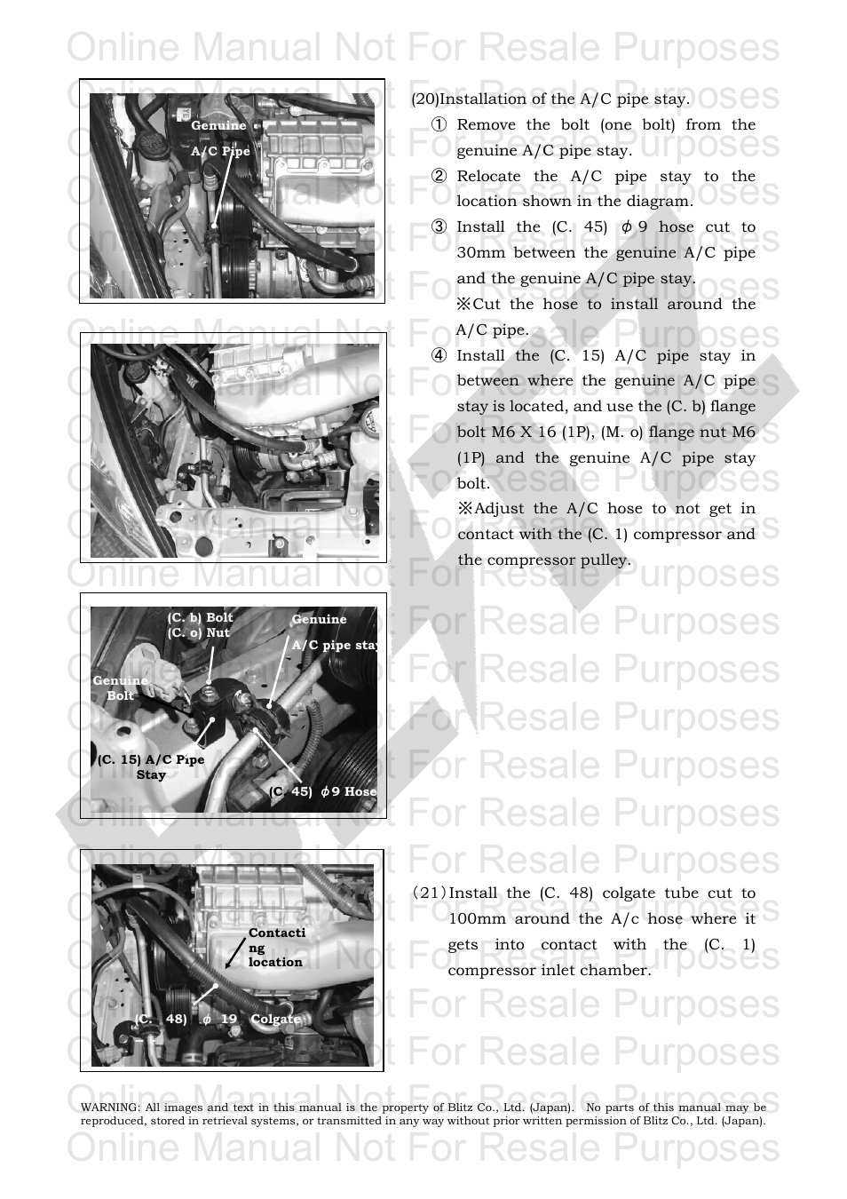 Online manual not for resale purposes | BLITZ Toyota Celica Compressor System User Manual | Page 23 / 36