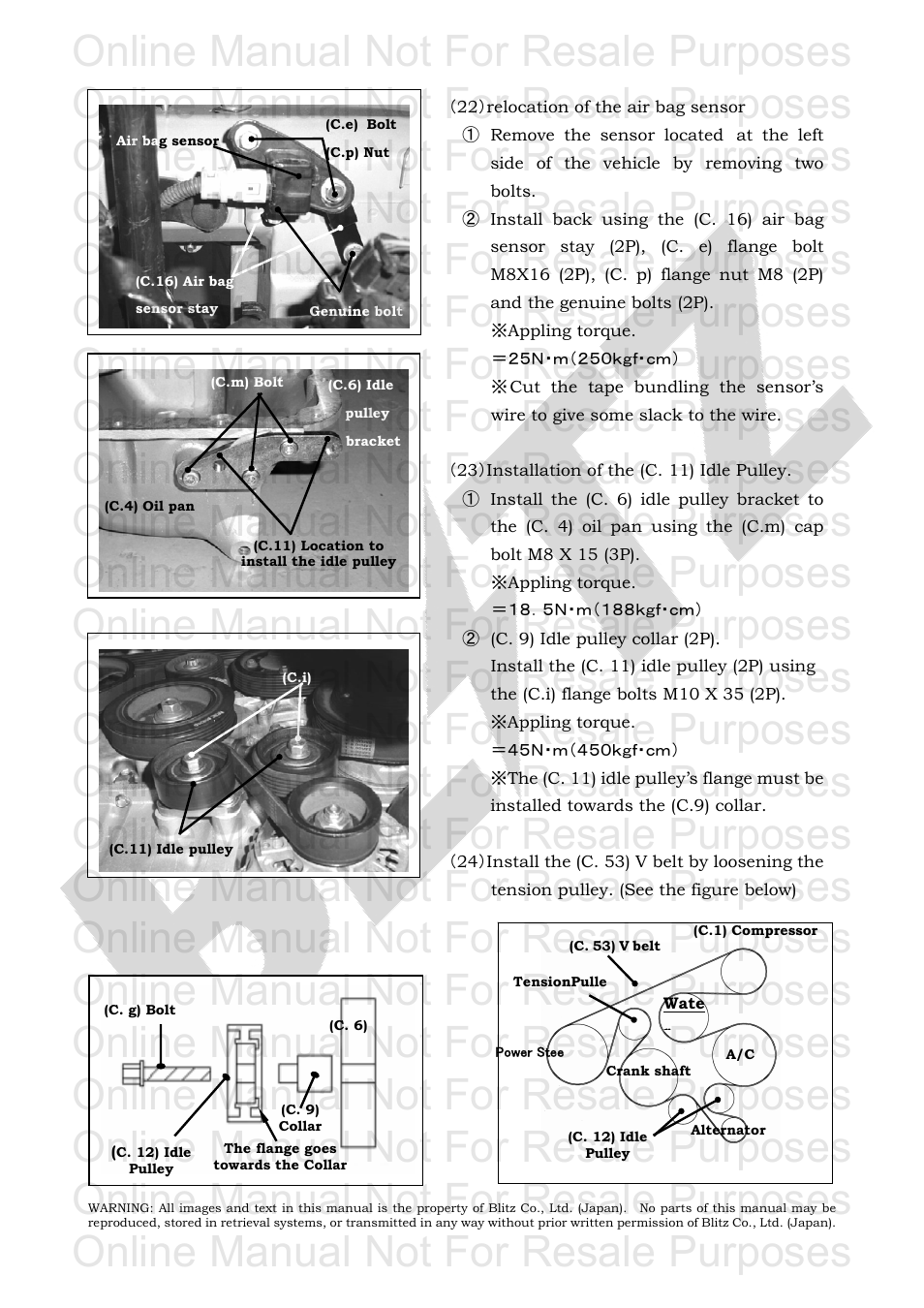 Online manual not for resale purposes | BLITZ Toyota Celica Compressor System User Manual | Page 24 / 36