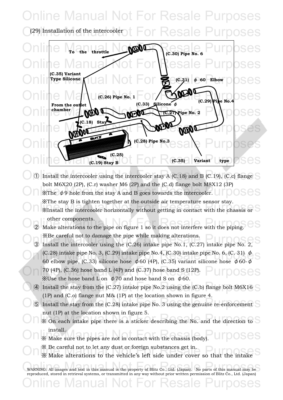 Online manual not for resale purposes | BLITZ Toyota Celica Compressor System User Manual | Page 28 / 36