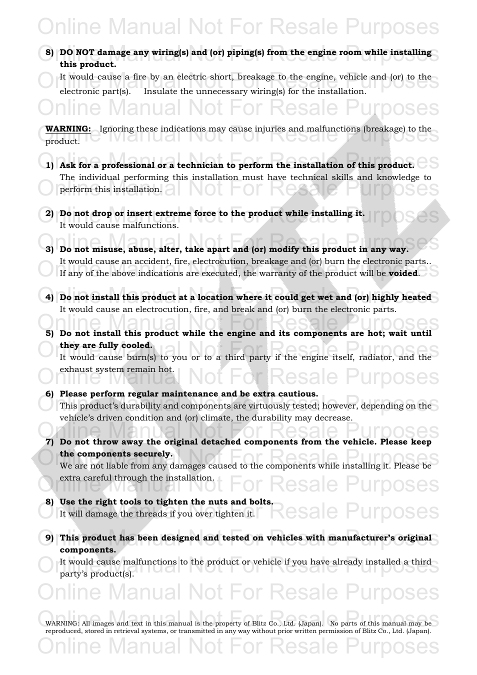 Online manual not for resale purposes | BLITZ Toyota Celica Compressor System User Manual | Page 3 / 36