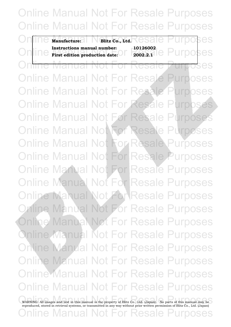 Online manual not for resale purposes | BLITZ Toyota Celica Compressor System User Manual | Page 36 / 36