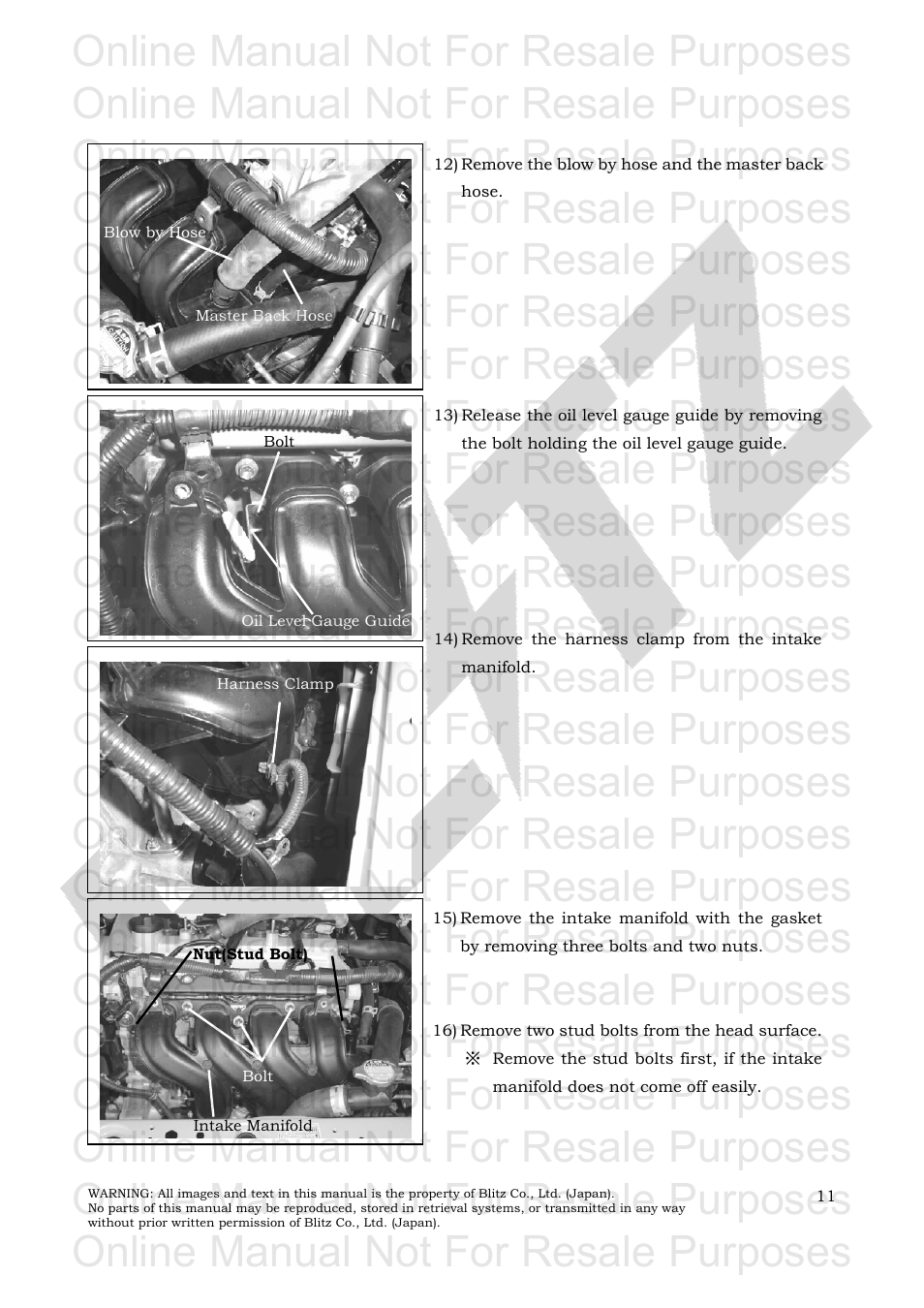 Online manual not for resale purposes | BLITZ Toyota Yaris Compressor System User Manual | Page 12 / 27