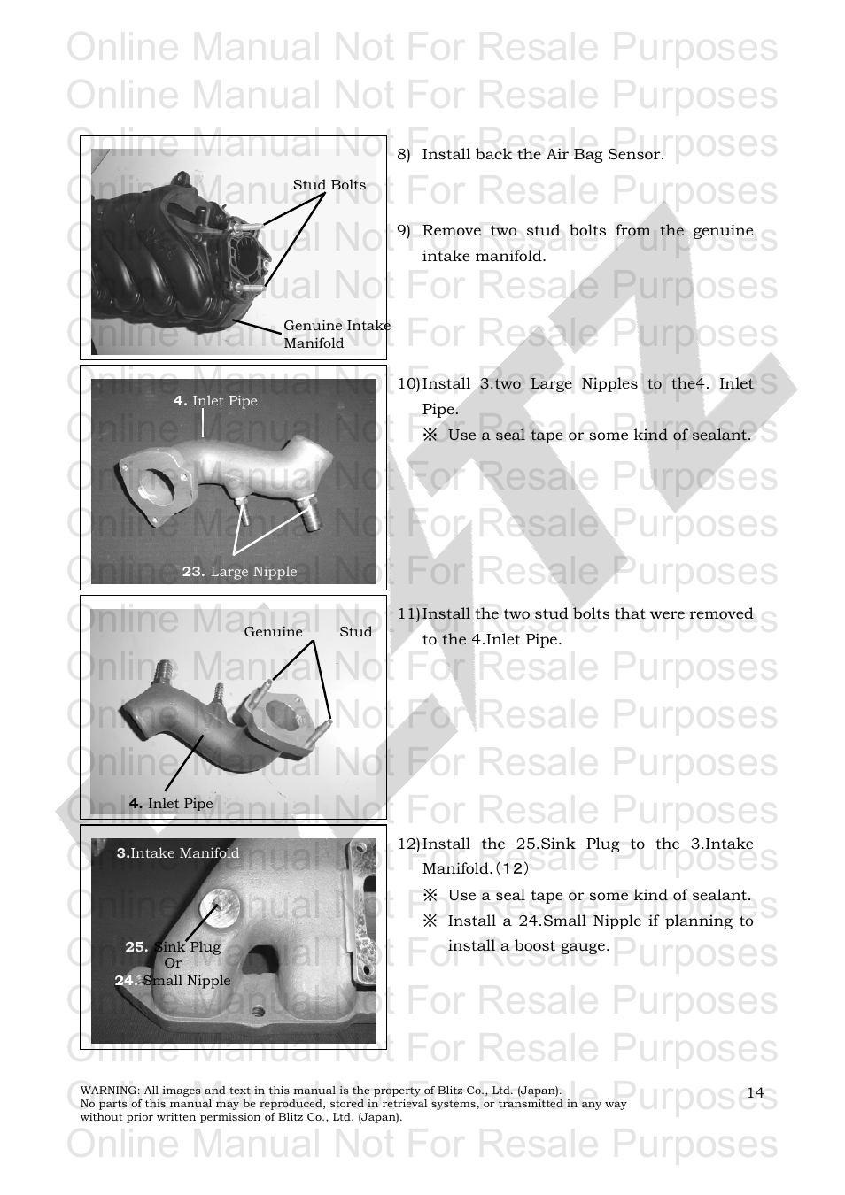 Online manual not for resale purposes | BLITZ Toyota Yaris Compressor System User Manual | Page 15 / 27