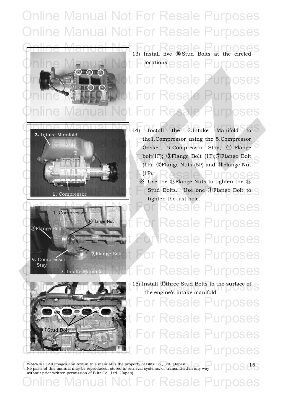 Online manual not for resale purposes | BLITZ Toyota Yaris Compressor System User Manual | Page 16 / 27