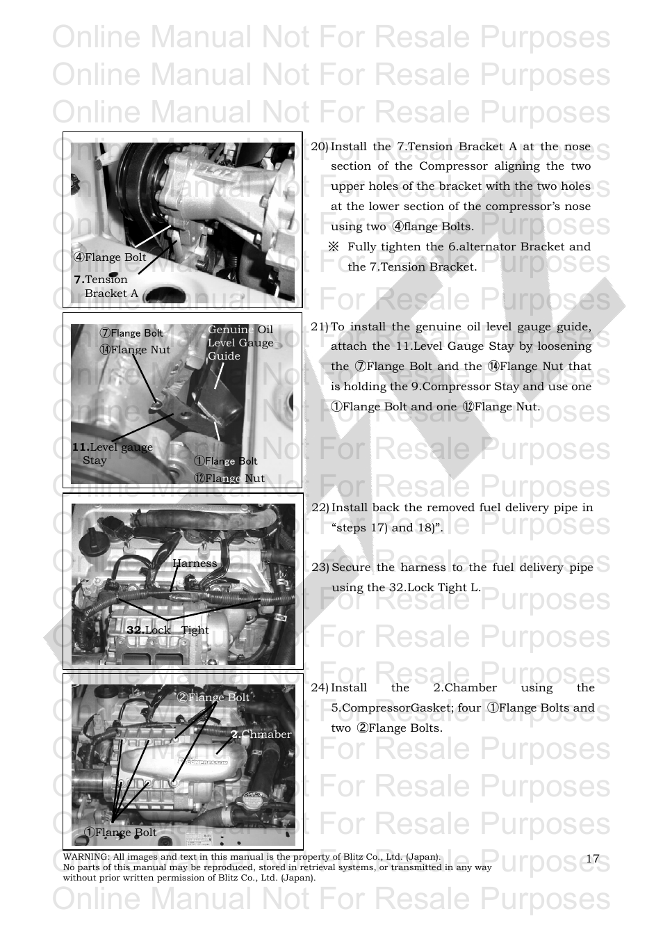 Online manual not for resale purposes | BLITZ Toyota Yaris Compressor System User Manual | Page 18 / 27
