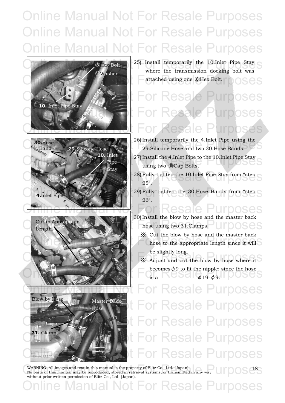 Online manual not for resale purposes | BLITZ Toyota Yaris Compressor System User Manual | Page 19 / 27