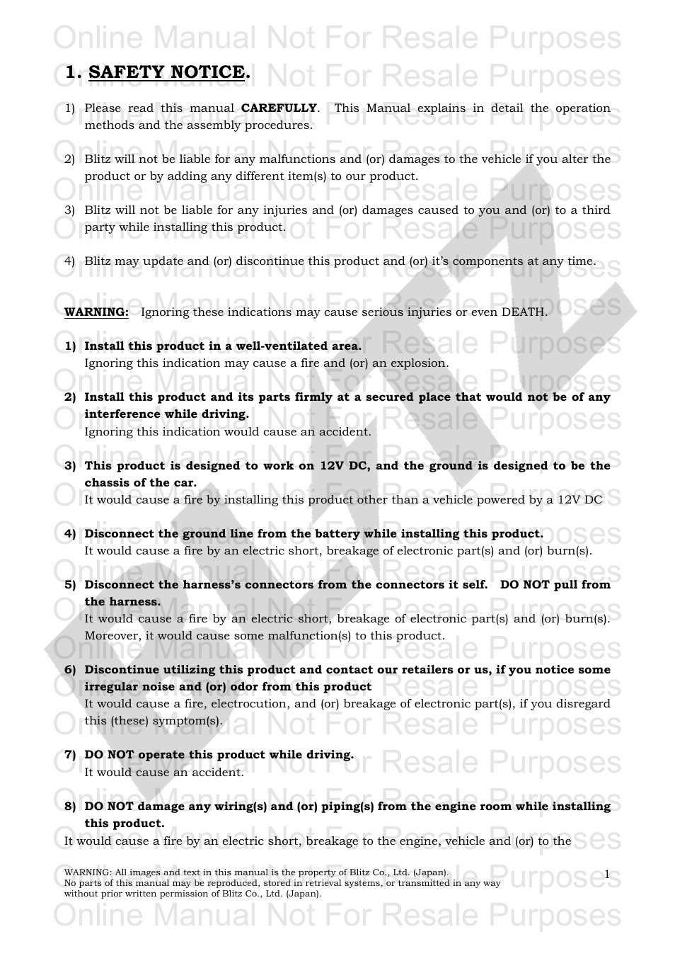 Online manual not for resale purposes | BLITZ Toyota Yaris Compressor System User Manual | Page 2 / 27