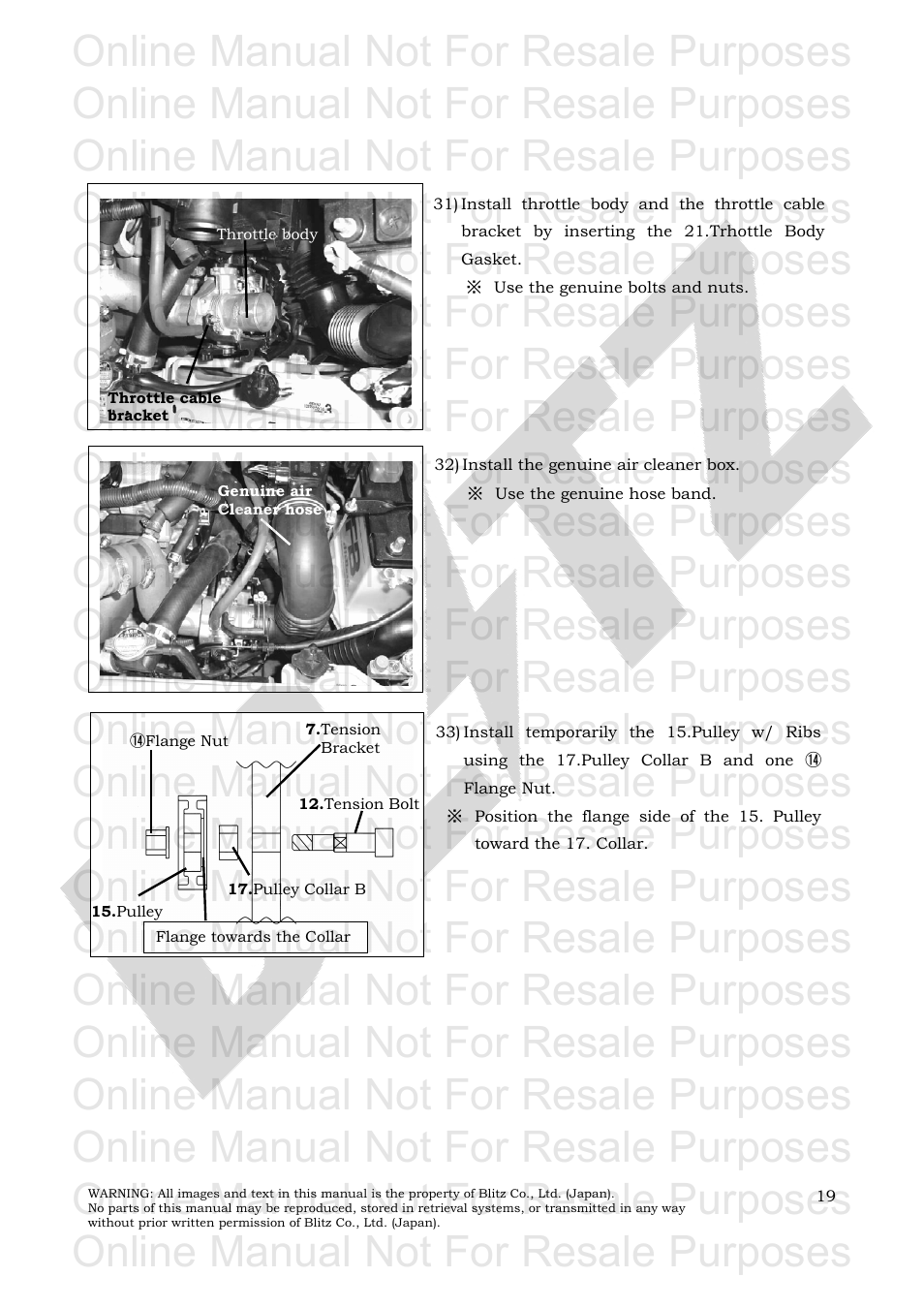 Online manual not for resale purposes | BLITZ Toyota Yaris Compressor System User Manual | Page 20 / 27