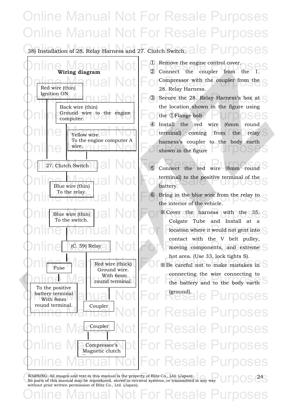 Online manual not for resale purposes | BLITZ Toyota Yaris Compressor System User Manual | Page 25 / 27