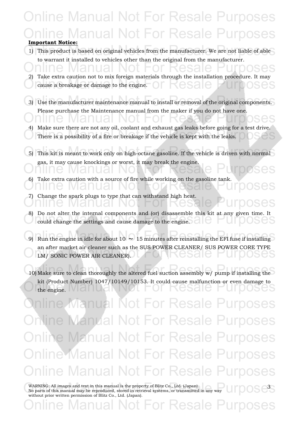 Online manual not for resale purposes | BLITZ Toyota Yaris Compressor System User Manual | Page 4 / 27