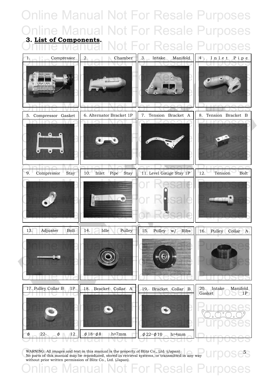 Online manual not for resale purposes | BLITZ Toyota Yaris Compressor System User Manual | Page 6 / 27