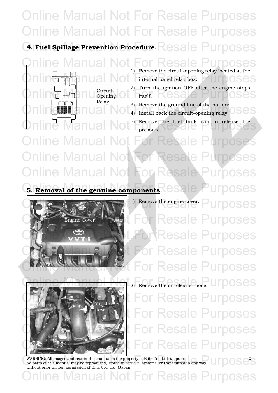 Online manual not for resale purposes | BLITZ Toyota Yaris Compressor System User Manual | Page 9 / 27