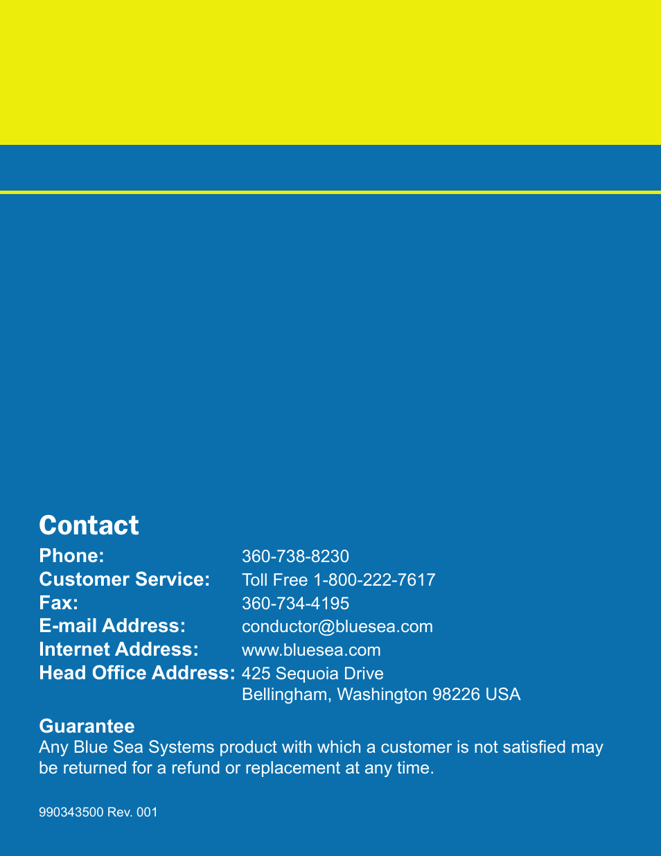 Contact | Blue Sea Systems 1408 M-Series Dual Circuit Plus, Main + 3 Position CLB Vertical User Manual | Page 20 / 20