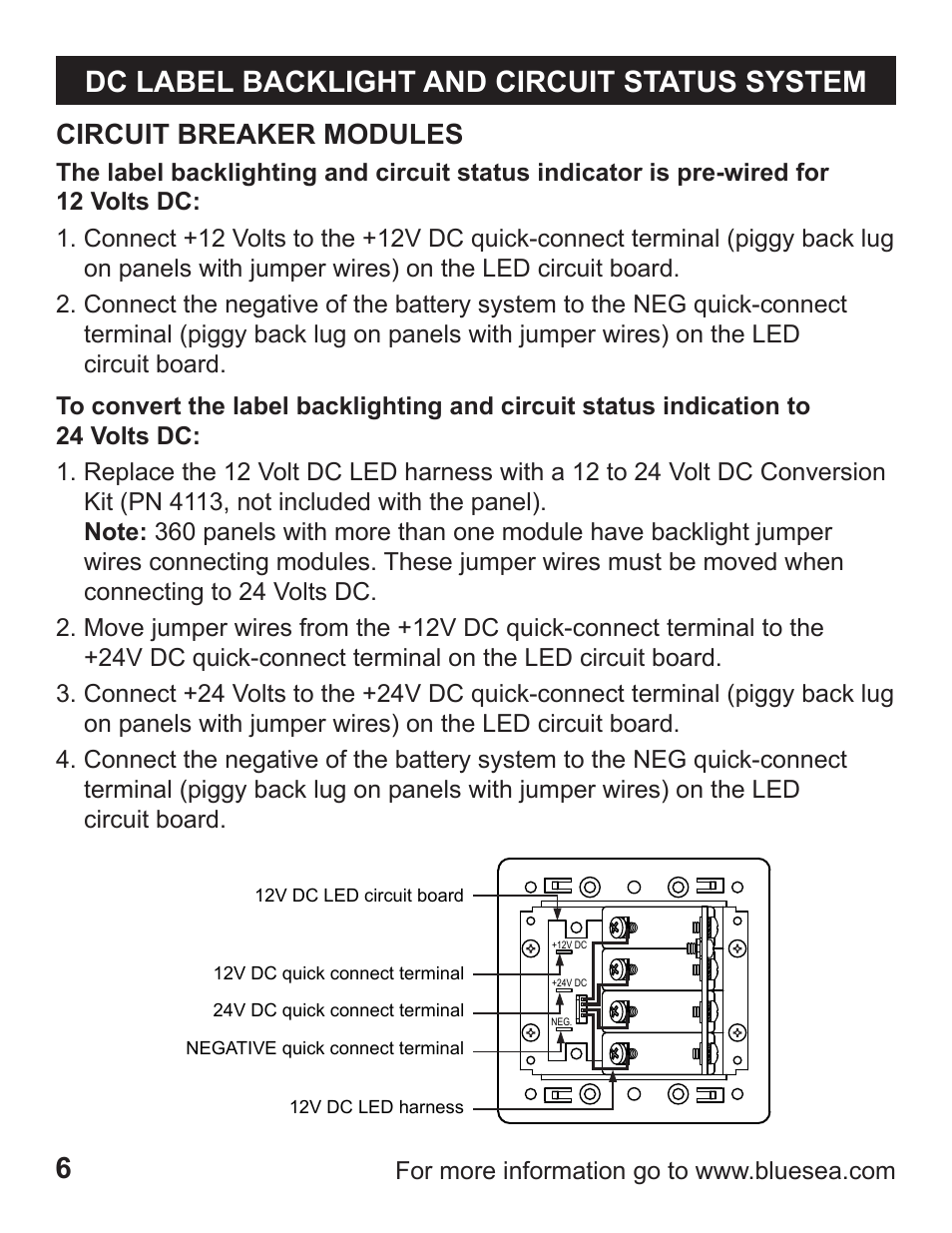 Dc label backlight and circuit status system, Circuit breaker modules | Blue Sea Systems 1408 M-Series Dual Circuit Plus, Main + 3 Position CLB Vertical User Manual | Page 8 / 20