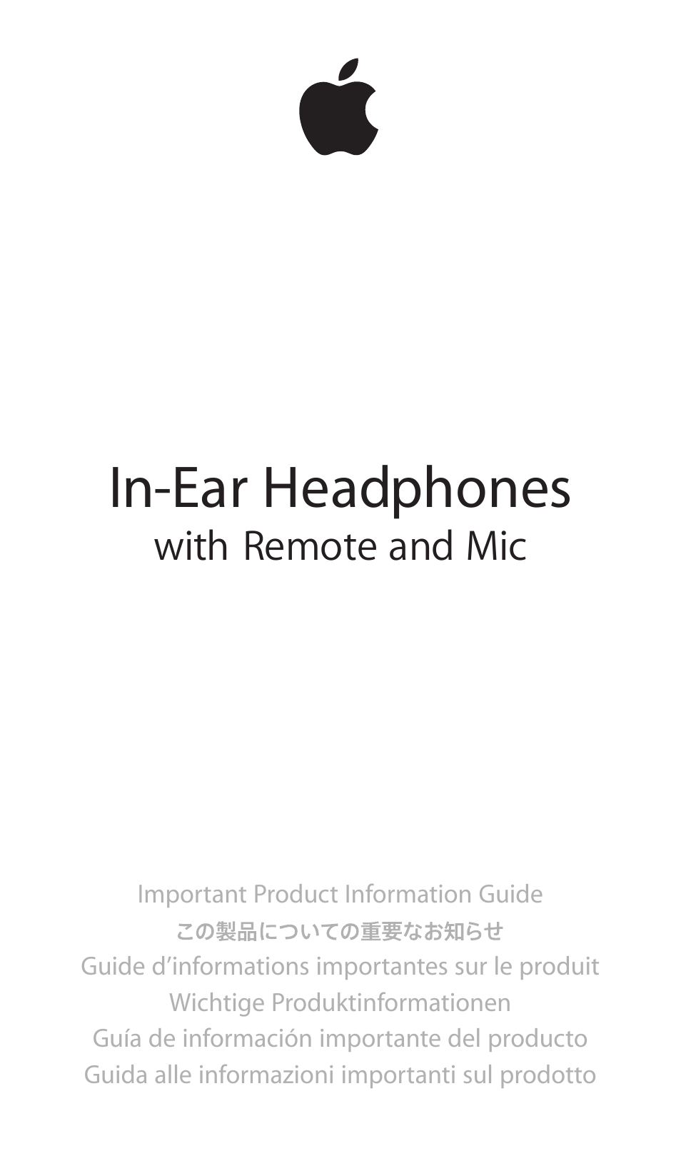 Apple In-Ear Headphones with Remote and Mic User Manual | 48 pages