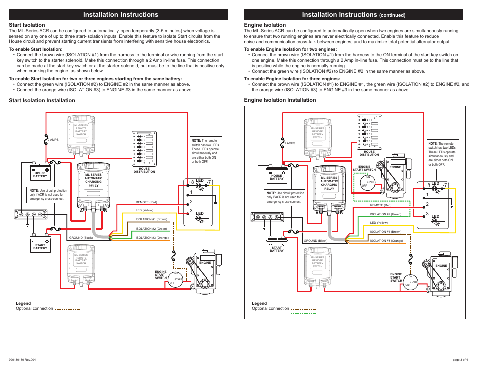 Installation instructions | Blue Sea Systems 7620 ML-ACR Automatic Charging Relay - 12V DC 500A User Manual | Page 3 / 4