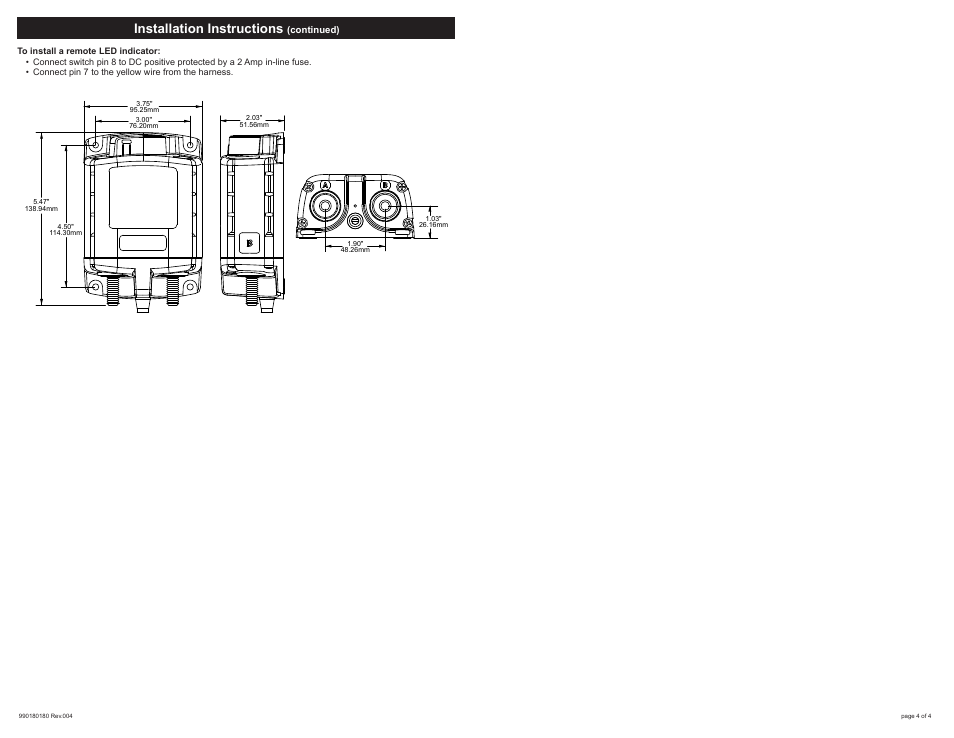 Installation instructions | Blue Sea Systems 7620 ML-ACR Automatic Charging Relay - 12V DC 500A User Manual | Page 4 / 4