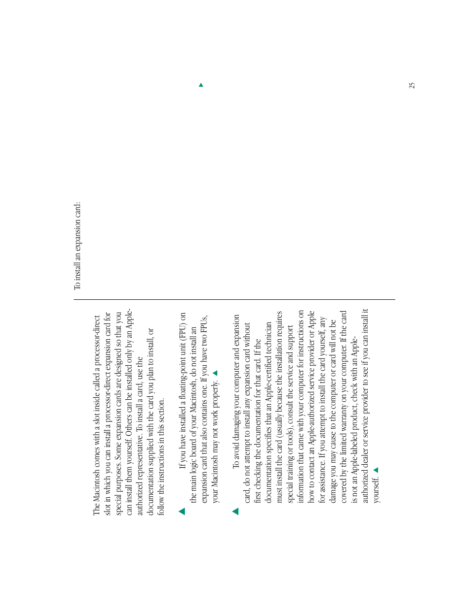 Installing an expansion card | Apple Macintosh LC 550 User Manual | Page 30 / 37