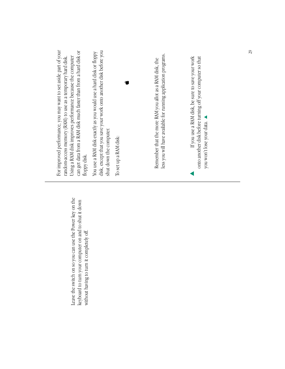 Using a r am disk for temporar y storage | Apple Macintosh LC 550 User Manual | Page 34 / 37
