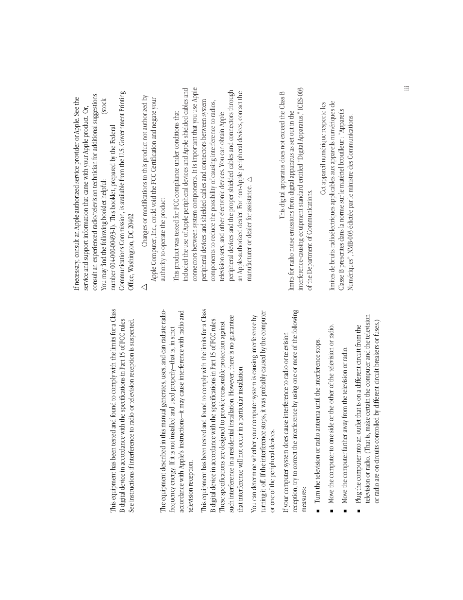 Communications regulation information, Fcc statement, Radio and television interference | Doc statement | Apple Macintosh LC 550 User Manual | Page 4 / 37