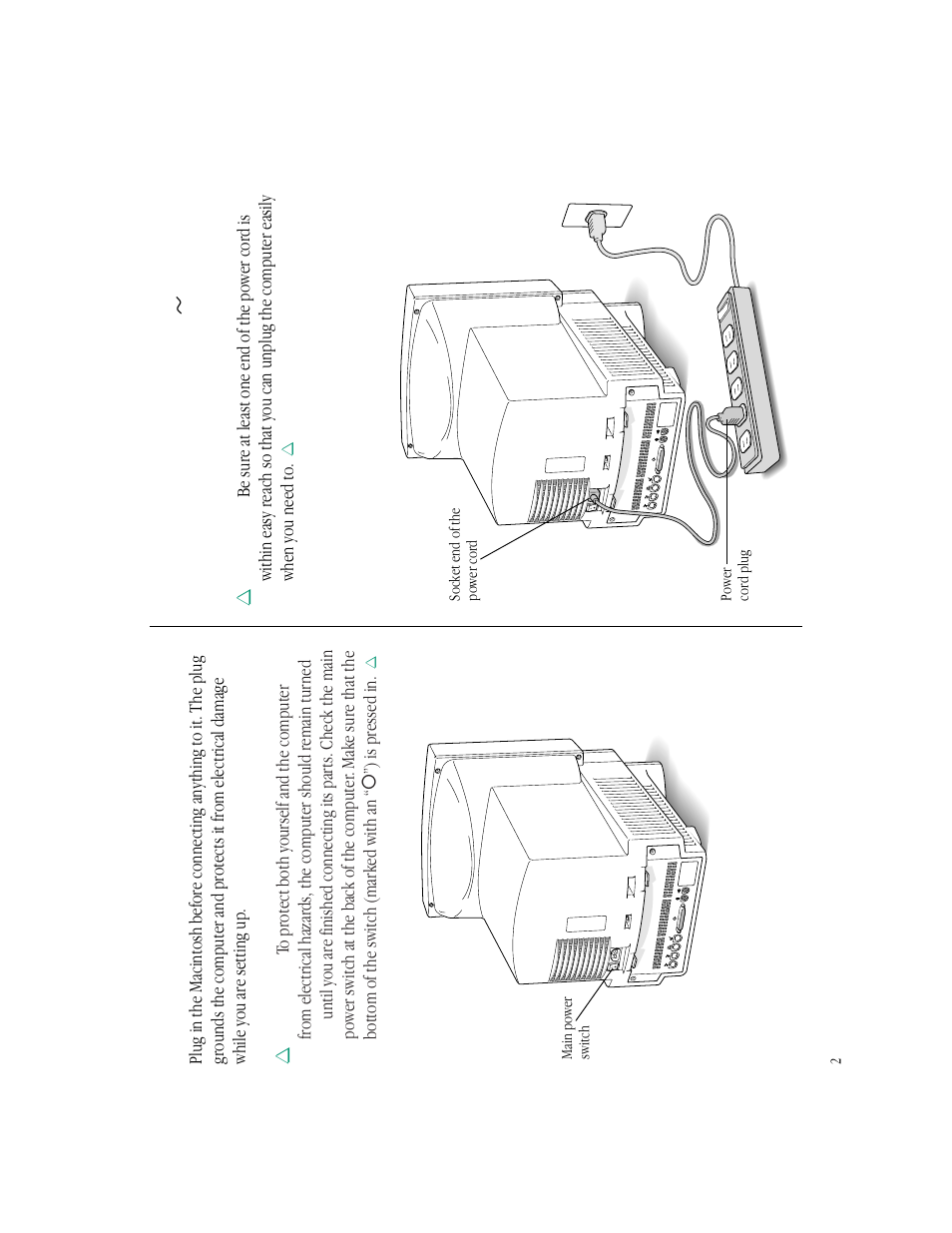 Plugging in the computer | Apple Macintosh LC 550 User Manual | Page 7 / 37